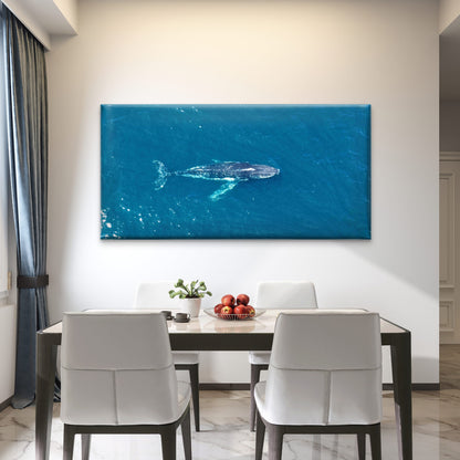 Blue Whale Sea Landscape Wall Art Canvas Office Home Room Framed 120x60cm