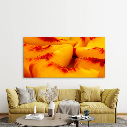 Fresh Sliced Peach Perfection Wall Art Canvas Office Home Room Framed 120x60cm