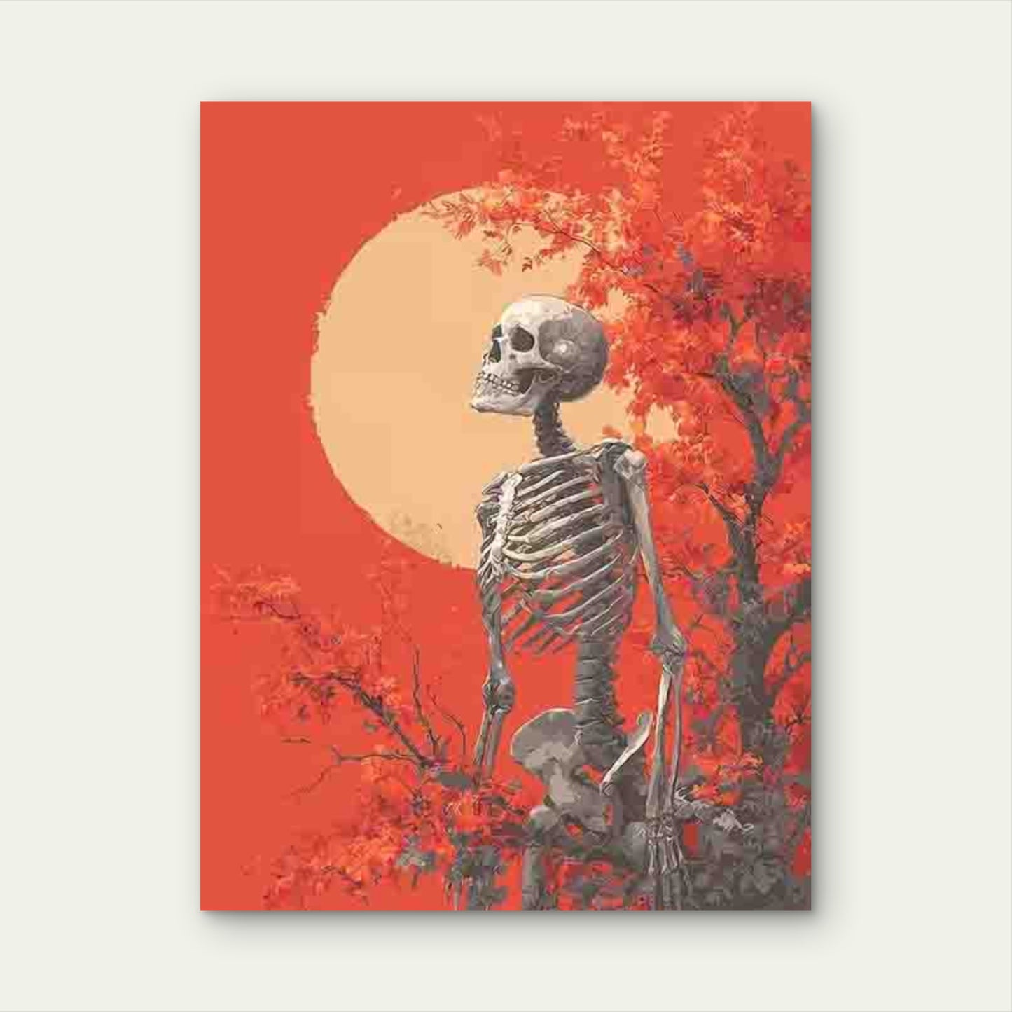 Halloween Decoration Featuring a Cute Skeleton Metal Print Ready to Hang
