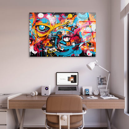 Urban Graffiti Art Colorful Drip Splash Acrylic Glass Printing Wall Art Australian Made Quality