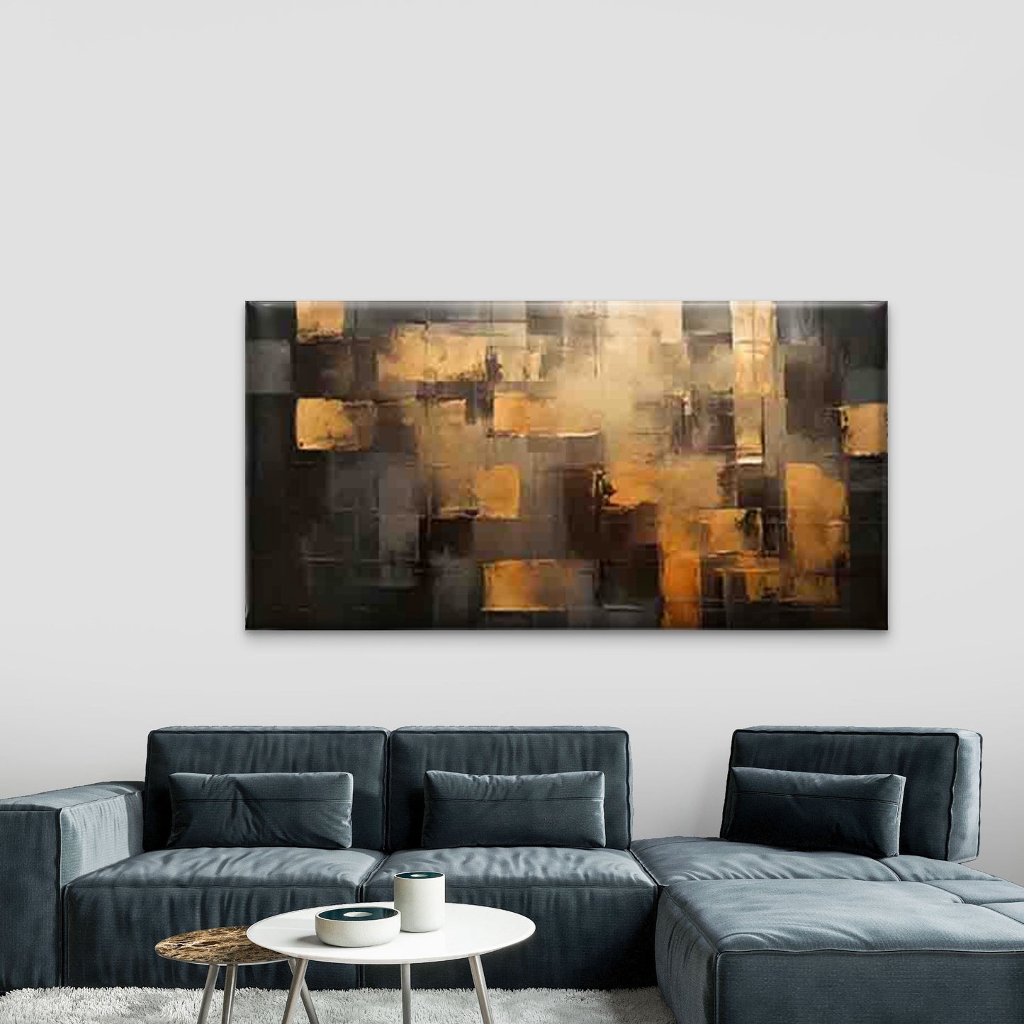 Abstract Geometric Pattern Wall Art Canvas Office Home Room Framed 120x60cm - Bella Home Decor