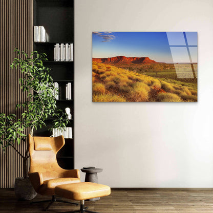 Kings Canyon Red Rock Outback Grassland   Acrylic Glass Printing Wall Art Australian Made Quality