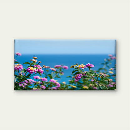 Vibrant Lantana Ocean Scene Wall Art Canvas Office Home Room Framed 120x60cm