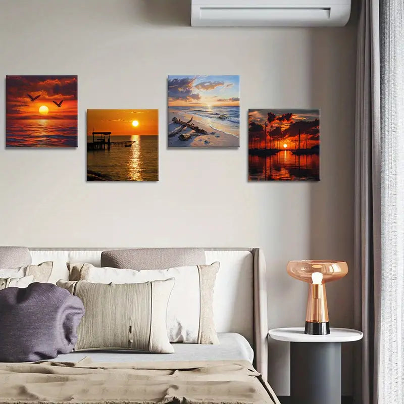 4pcs  Seagulls & Ocean Reflection  OR   Wall Art Canvas Framed