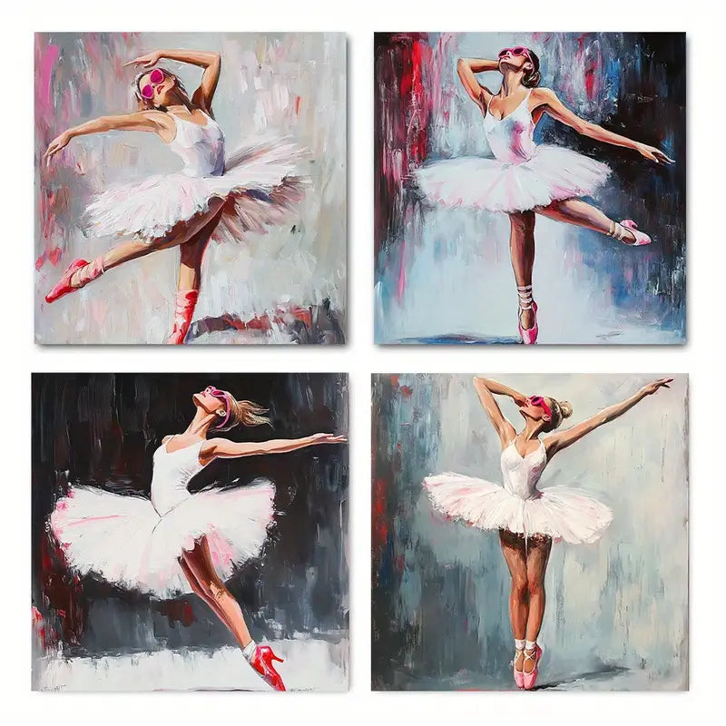 4pcs Dance Picture Quality Texture    Wall Art Canvas Framed