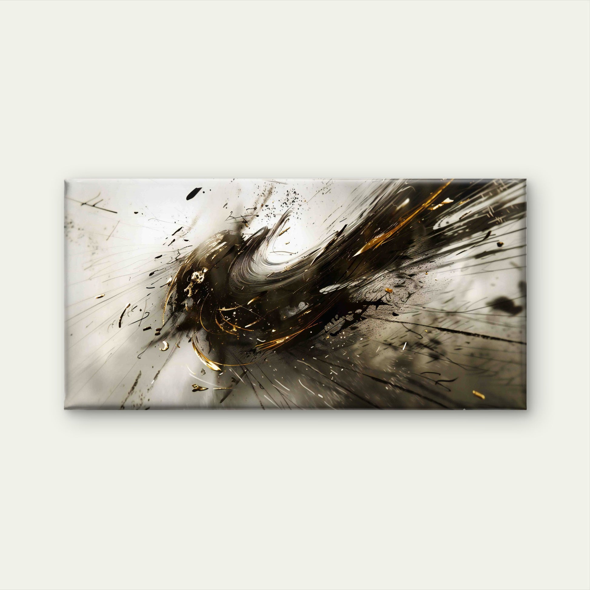 Abstract Harmony In Black Wall Art Canvas Office Home Room Framed 120x60cm - Bella Home Decor