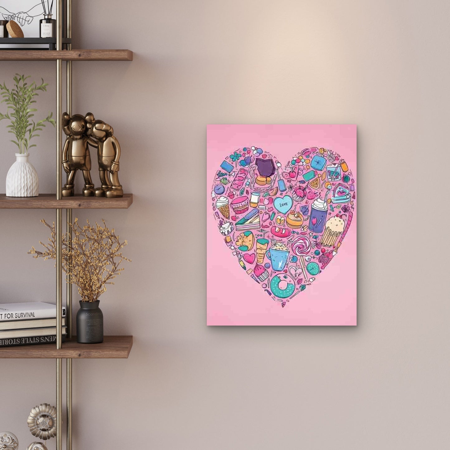 I Love Sweet Treats Heart-Shaped 60x90cm Metal Print Ready to Hang