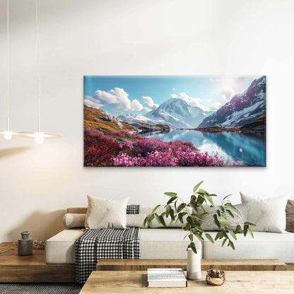 Mountains Reflecting In Water Wall Art Canvas Office Home Room Framed 120x60cm