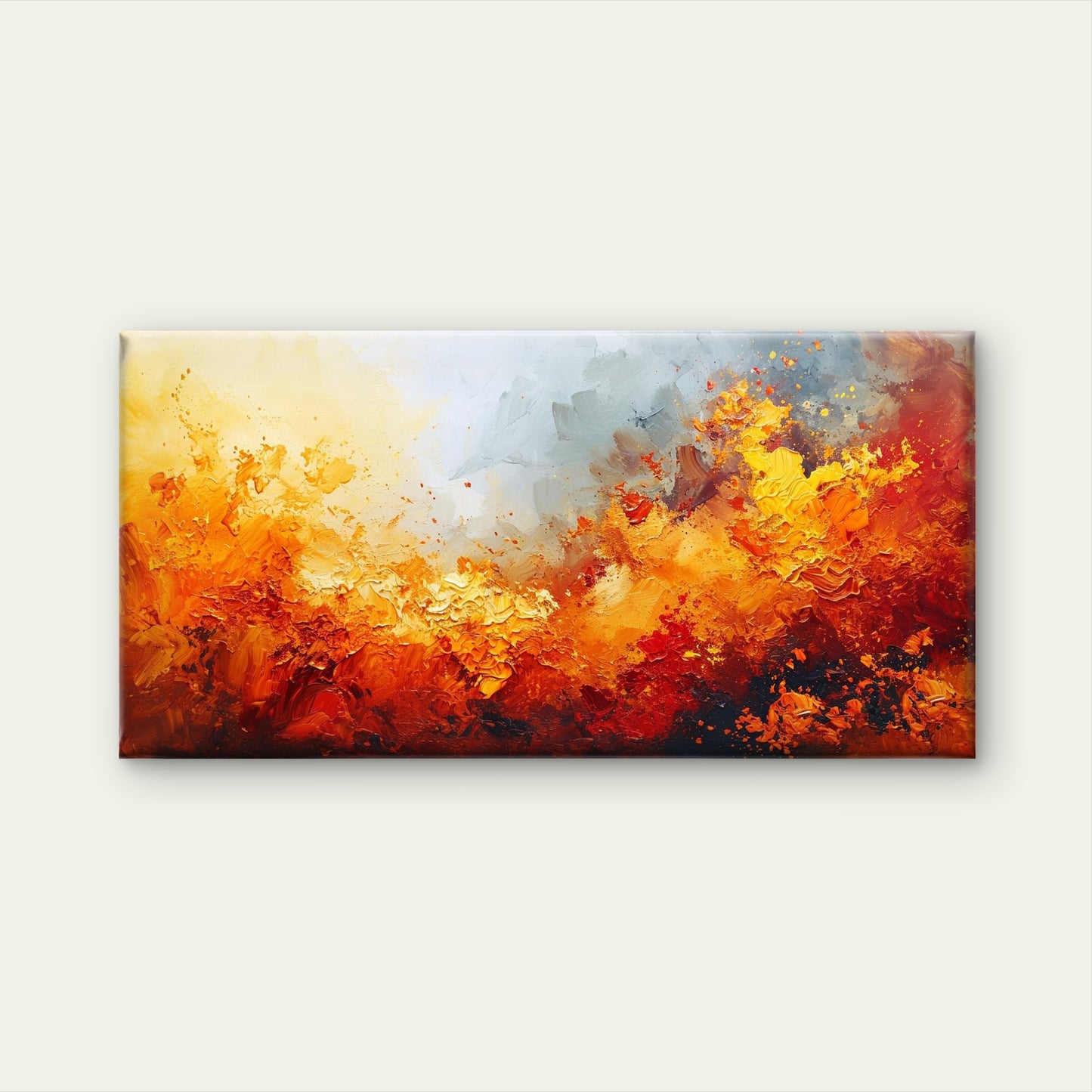 Orange Yellow Red Abstract Wall Art Canvas Office Home Room Framed 120x60cm
