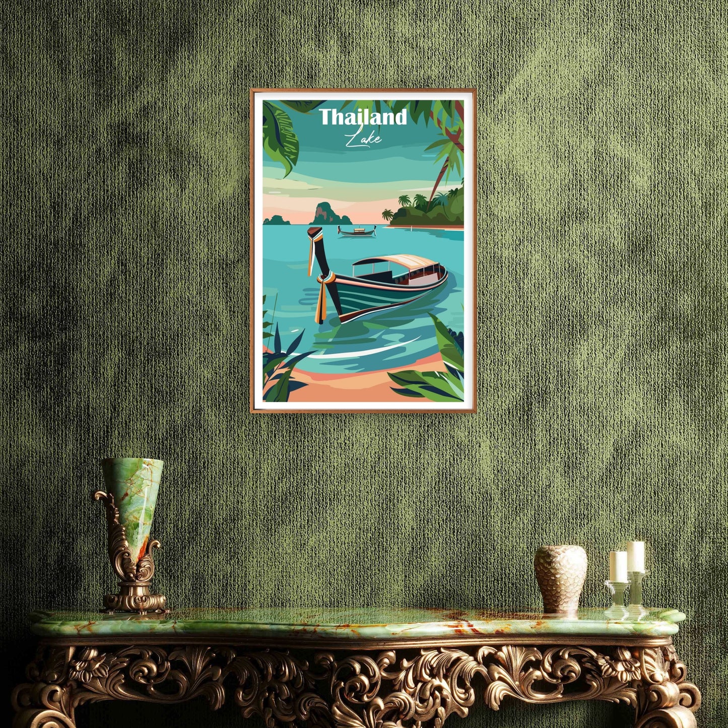 Thailand Lake Cheow Lan Khao Sok Jungle Travel Poster Print Wall Art