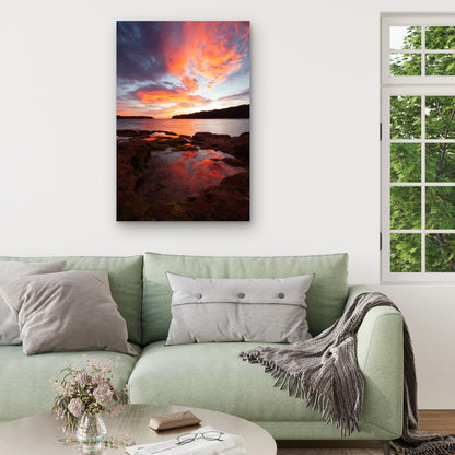 Crimson Sky Sea Coast Reef Reflection 40x60cm Metal Print Ready to Hang