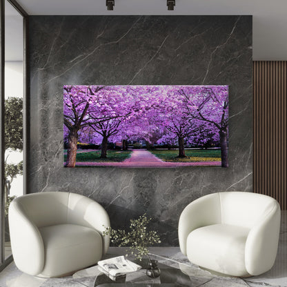 Pink Cherry Blossom Walkway Wall Art Canvas Office Home Room Framed 120x60cm