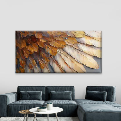 Golden Brown Feather Texture Wall Art Canvas Office Home Room Framed 120x60cm