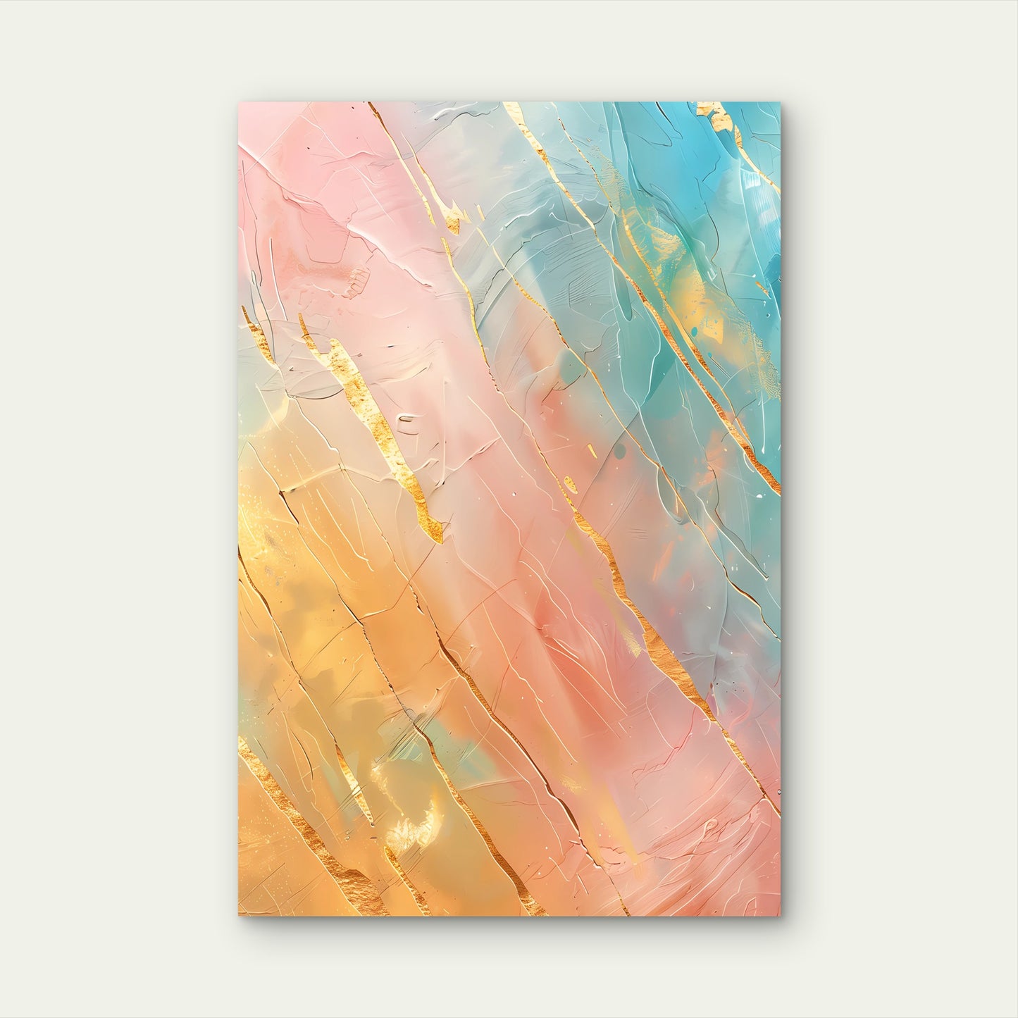 Abstract Gold Lines Elegant Teal Swirls 40x60cm Metal Print Ready to Hang