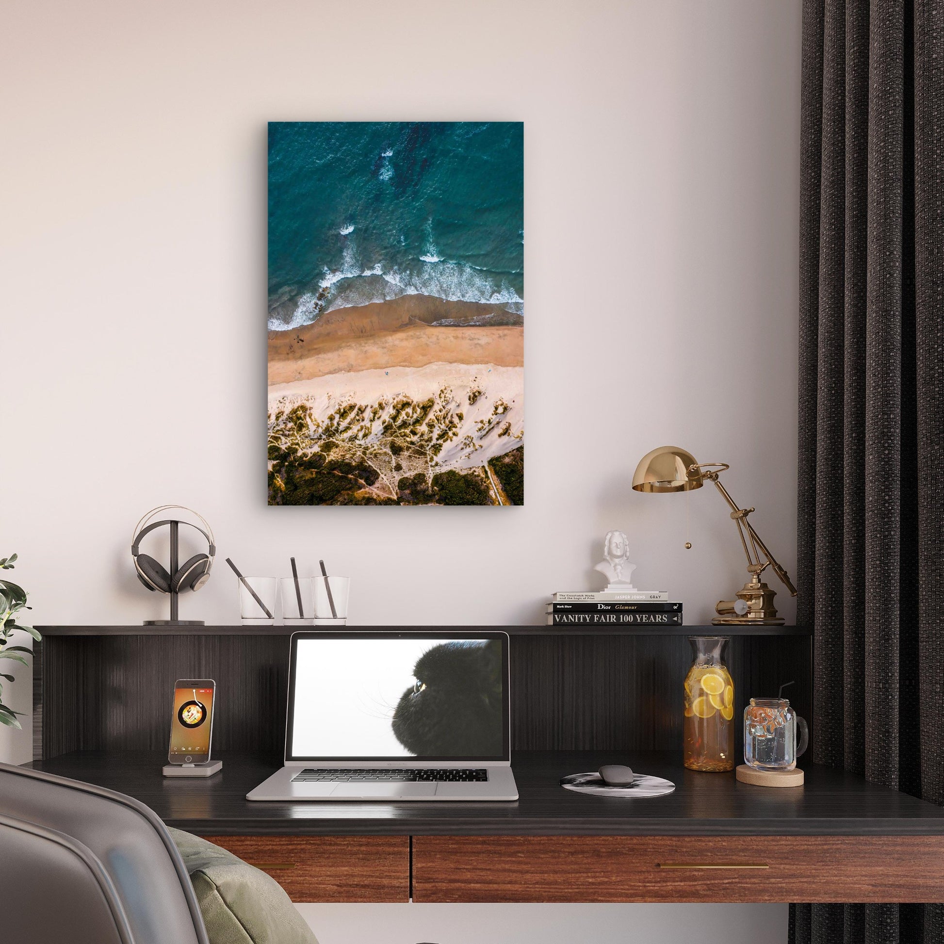 Bird Eye Shot Beach With Blue Sea 60x90cm Metal Print Ready to Hang