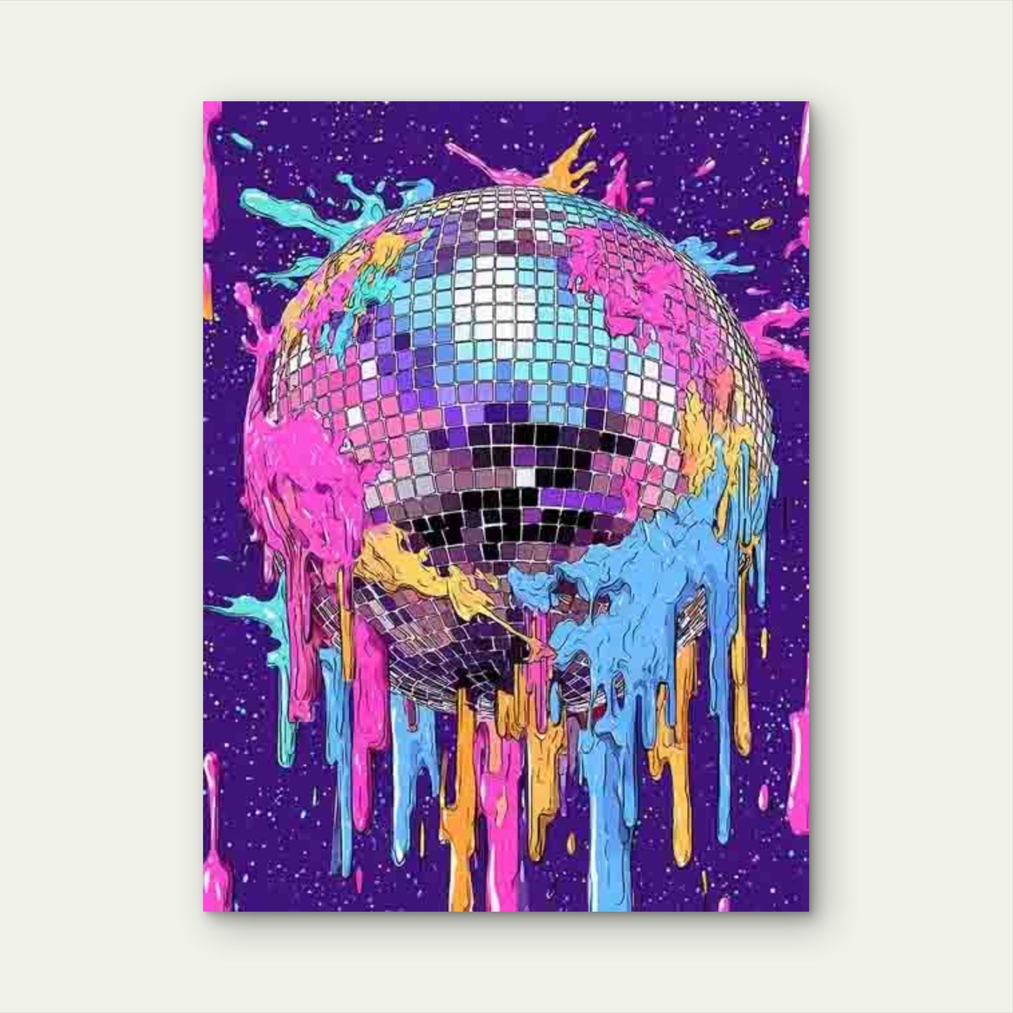 Retro Disco Ball Melting Funky 80s Inspired 60x90cm Metal Print Ready to Hang
