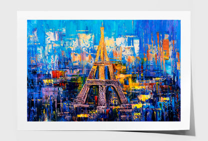 Eiffel Tower With Abstract Background, Paris Oil Painting Wall Art Limited Edition High Quality Print Unframed Roll Canvas None