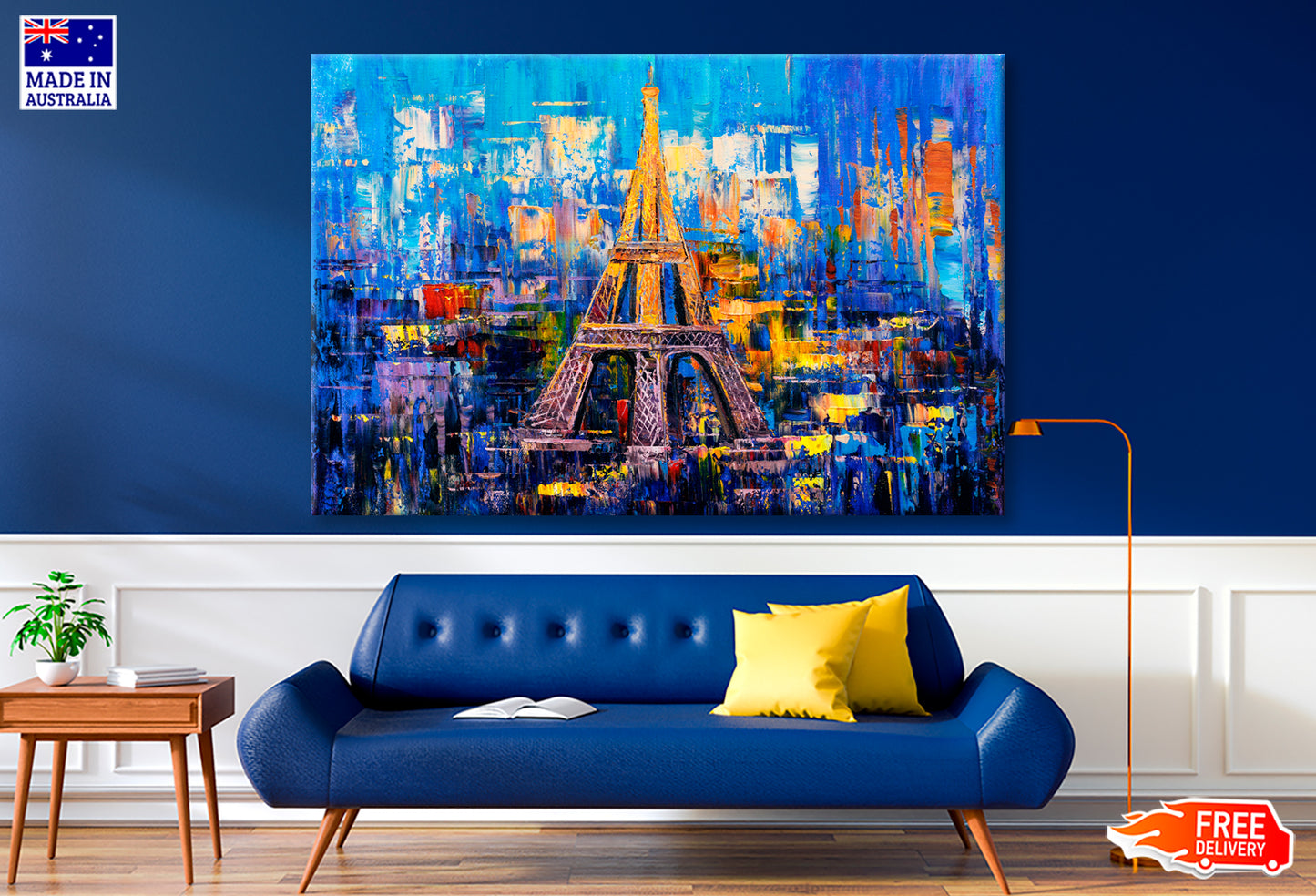 Eiffel Tower With Abstract Background, Paris Oil Painting Wall Art Limited Edition High Quality Print