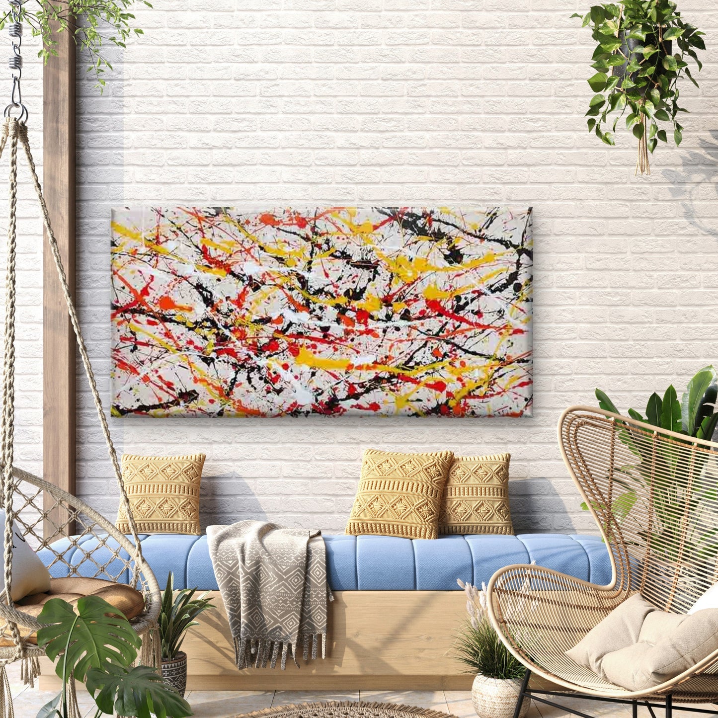 Abstract Color Splash Painting Wall Art Canvas Office Home Room Framed 120x60cm - Bella Home Decor