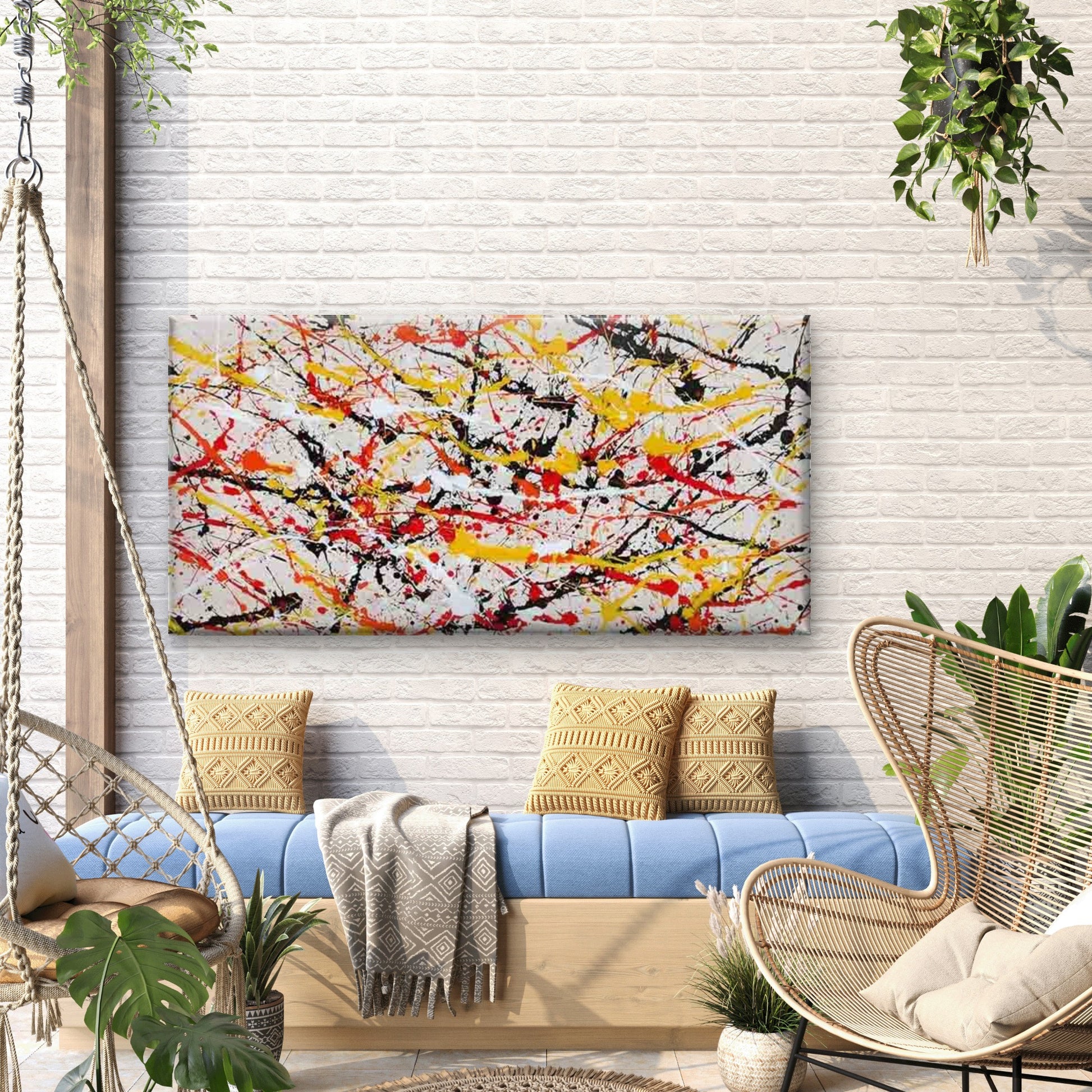 Abstract Color Splash Painting Wall Art Canvas Office Home Room Framed 120x60cm - Bella Home Decor