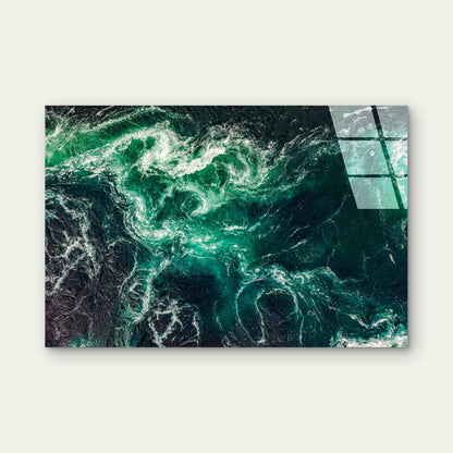 Emerald Ocean Whirpool Tempered Glass Printing Wall Art Australian Made Quality