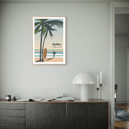 Malibu California Beach Coastal Surf USA Travel Poster Print Wall Art