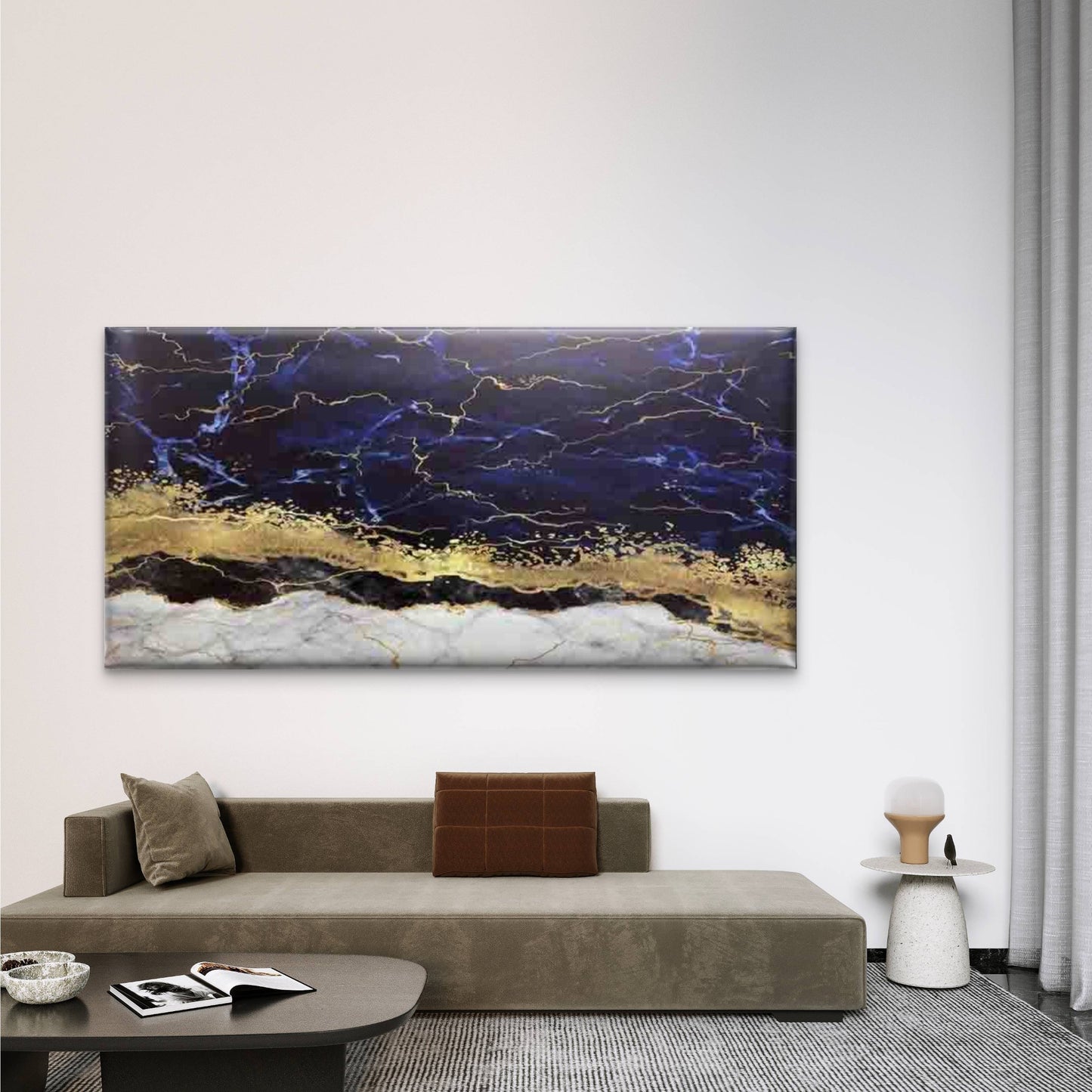 Abstract Golden Black White Wall Art Canvas Office Home Room Framed 120x60cm - Bella Home Decor