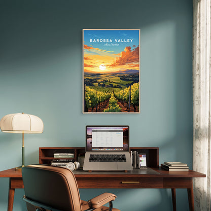 Barossa Valley Australia Sunset Travel Poster Print Wall Art - Bella Home Decor