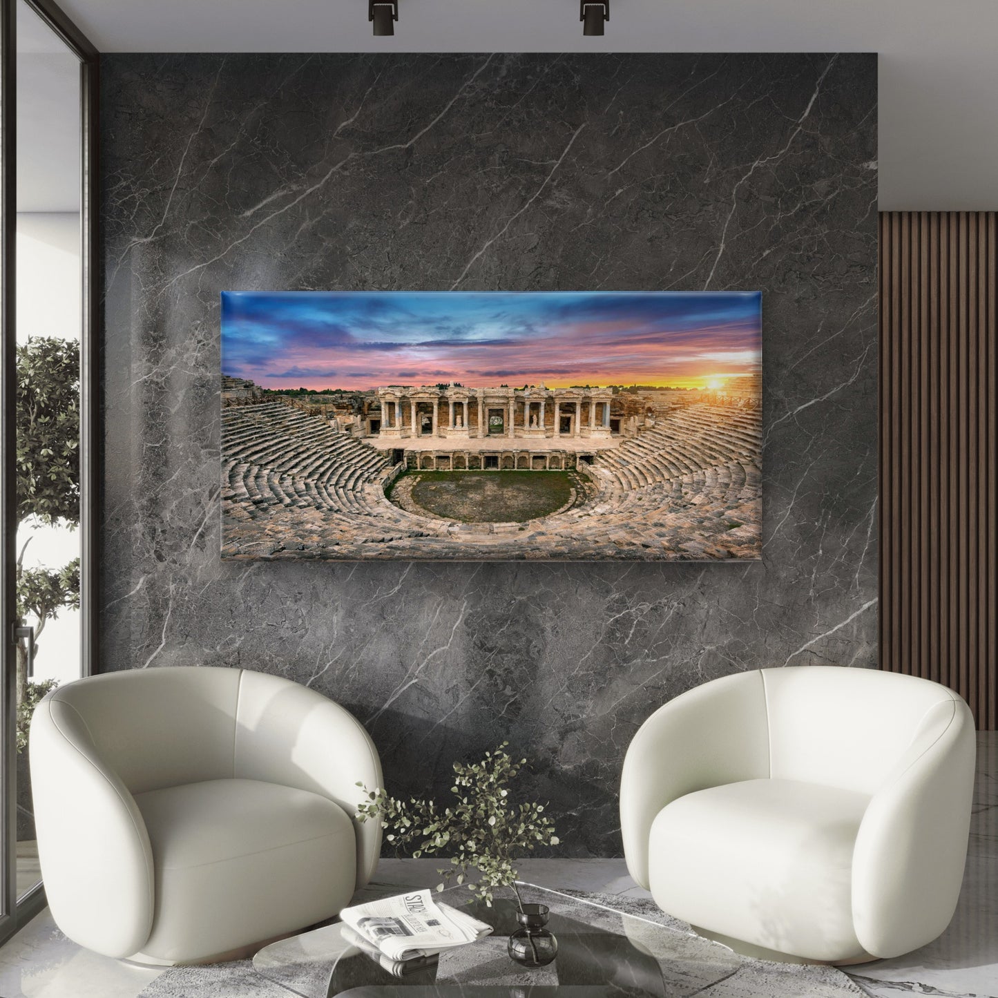 Amphitheater Ancient City Wall Art Canvas Office Home Room Framed 120x60cm