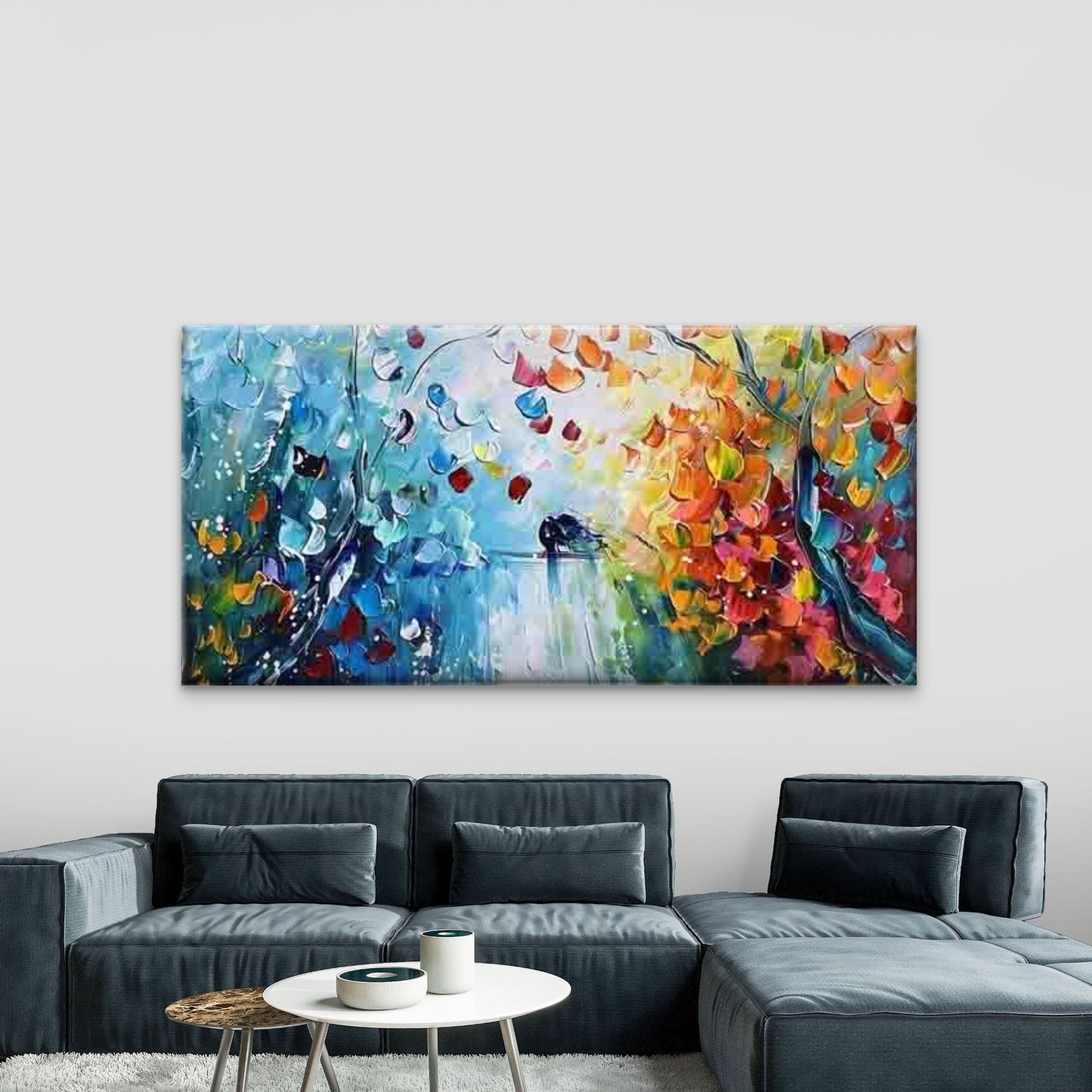 Abstract Romantic Landscape Wall Art Canvas Office Home Room Framed 120x60cm