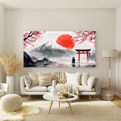 Torii Gate And Cherry Blossoms Wall Art Canvas Office Home Room Framed 120x60cm - Bella Home Decor