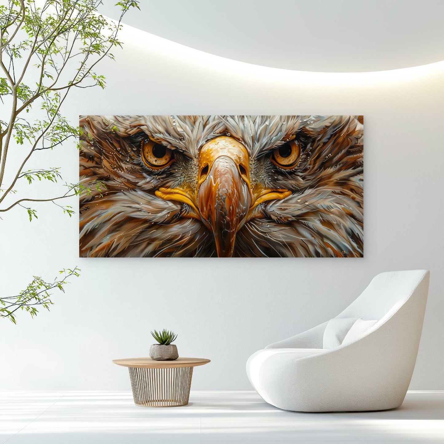 Fierce Eagle Eyes Gaze Wall Art Canvas Office Home Room Framed 120x60cm