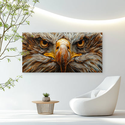 Fierce Eagle Eyes Gaze Wall Art Canvas Office Home Room Framed 120x60cm
