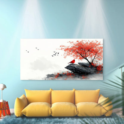 Montcarta Winter Bird painting Wall Art Canvas Office Home Room Framed 120x60cm