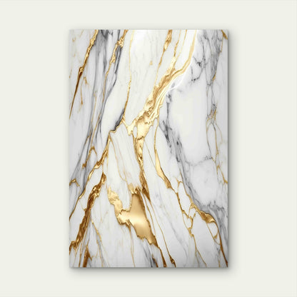 White And Black Marble Wall With Gold Accents 60x90cm Metal Print Ready to Hang