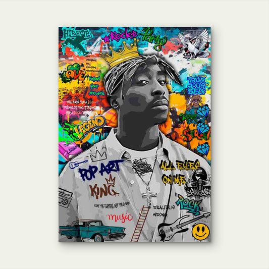 Dynamic Graffiti Rapper Wearing Bandana 40x60cm Metal Print Ready to Hang - Bella Home Decor
