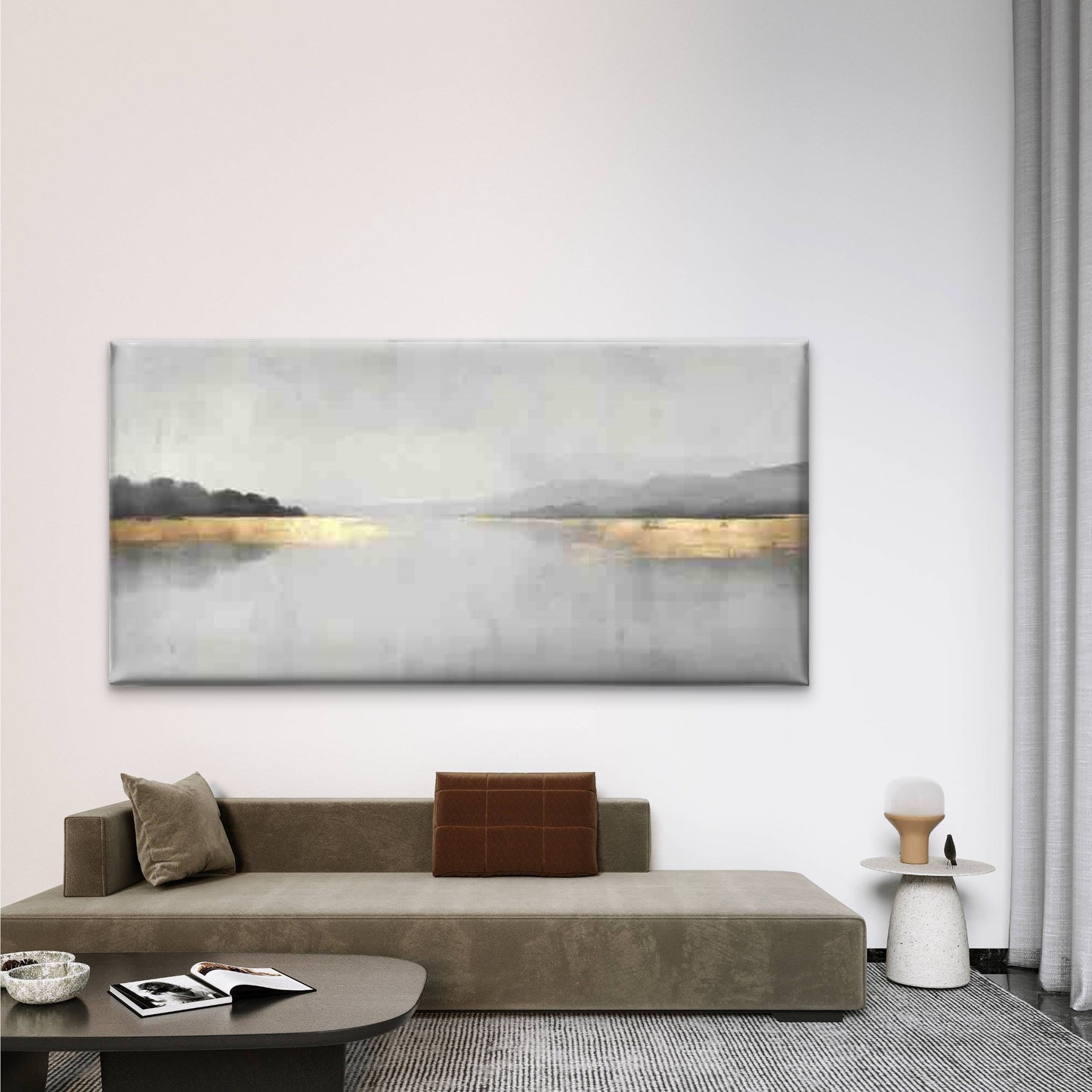 Golden Foil Abstract Design Wall Art Canvas Office Home Room Framed 120x60cm