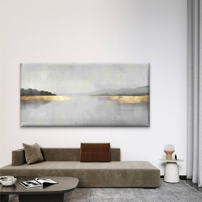 Golden Foil Abstract Design Wall Art Canvas Office Home Room Framed 120x60cm