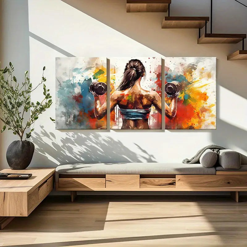 3pcs Women'S Fitness & Sports Metal Print Ready to Hang Art