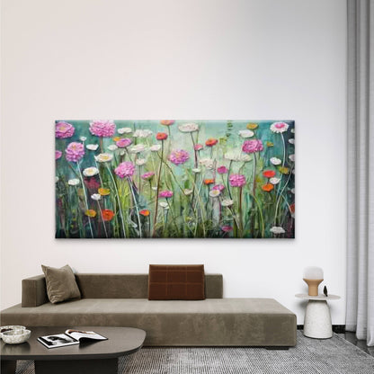 Pink White Yellow Red Blooms Wall Art Canvas Office Home Room Framed 120x60cm