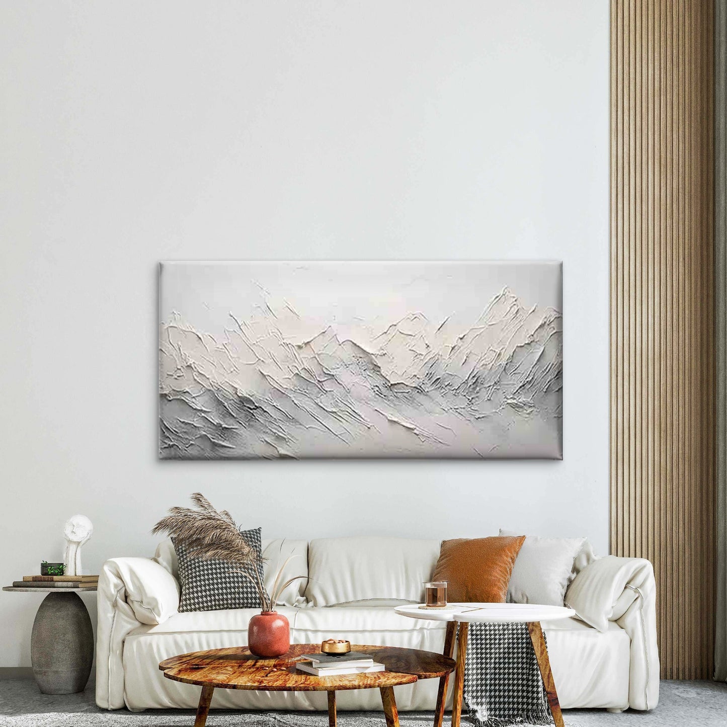 Abstract Textured Mountains Wall Art Canvas Office Home Room Framed 120x60cm - Bella Home Decor