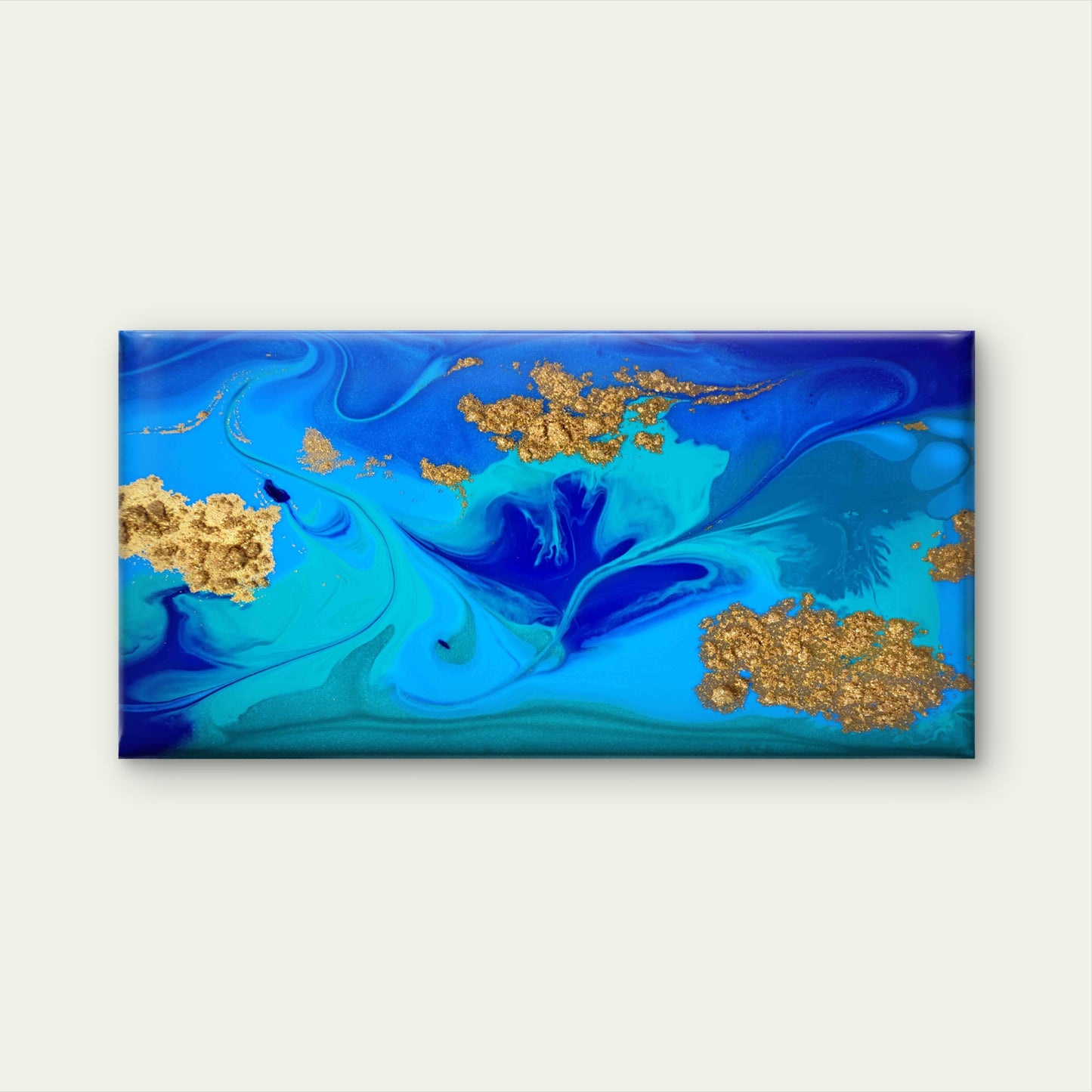 Marbled Blue Gold Abstract Wall Art Canvas Office Home Room Framed 120x60cm - Bella Home Decor