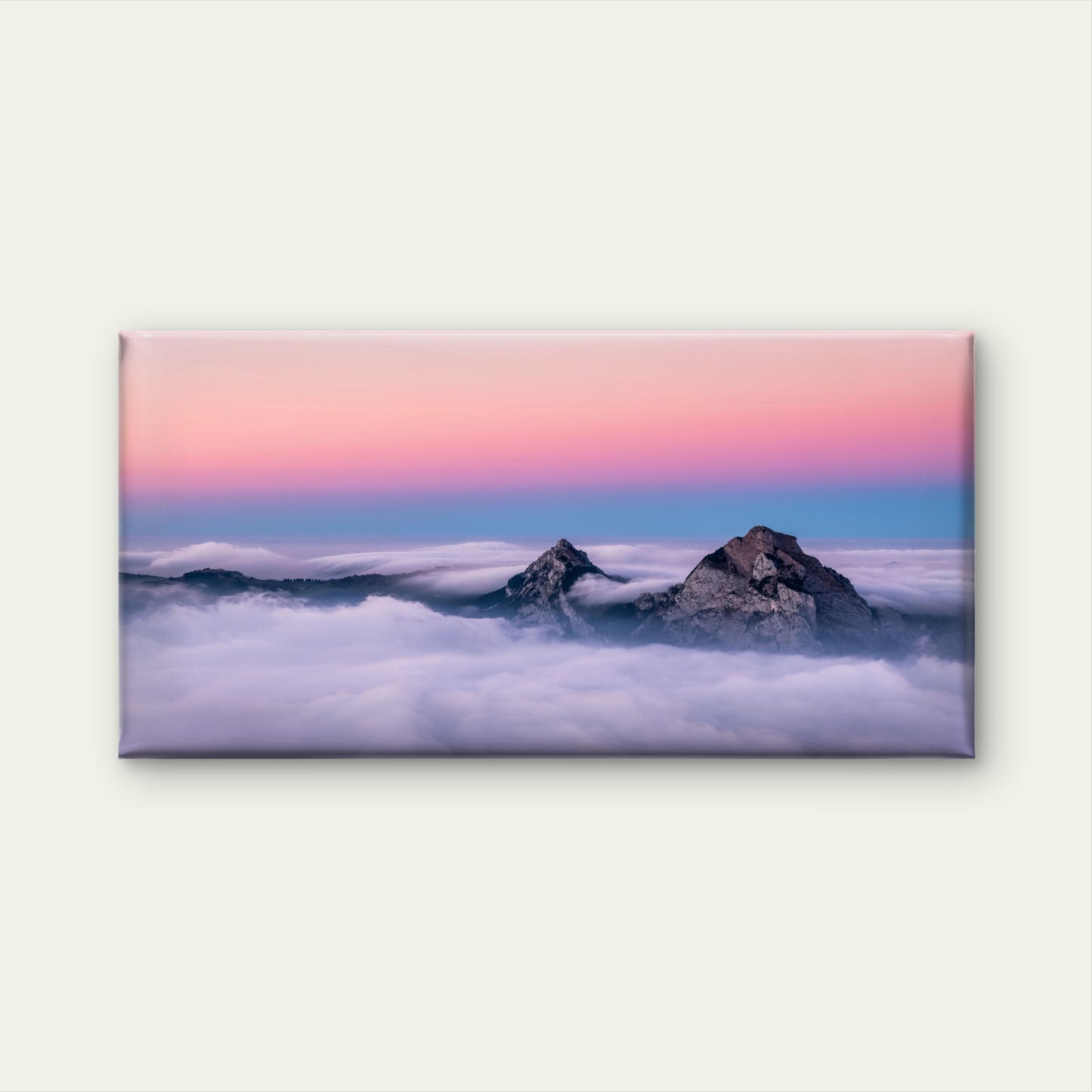 Aerial Shot Fronalpstock Mountains Wall Art Canvas Office Home Room Framed 120x60cm