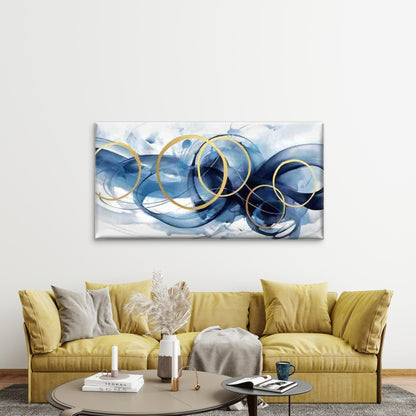Abstract Art with Golden Circle Wall Art Canvas Office Home Room Framed 120x60cm