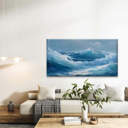 Surging Ocean Wave Wall Art Canvas Office Home Room Framed 120x60cm - Bella Home Decor
