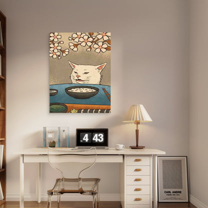 Featuring a Cherry Blossom Cat 60x90cm Metal Print Ready to Hang - Bella Home Decor