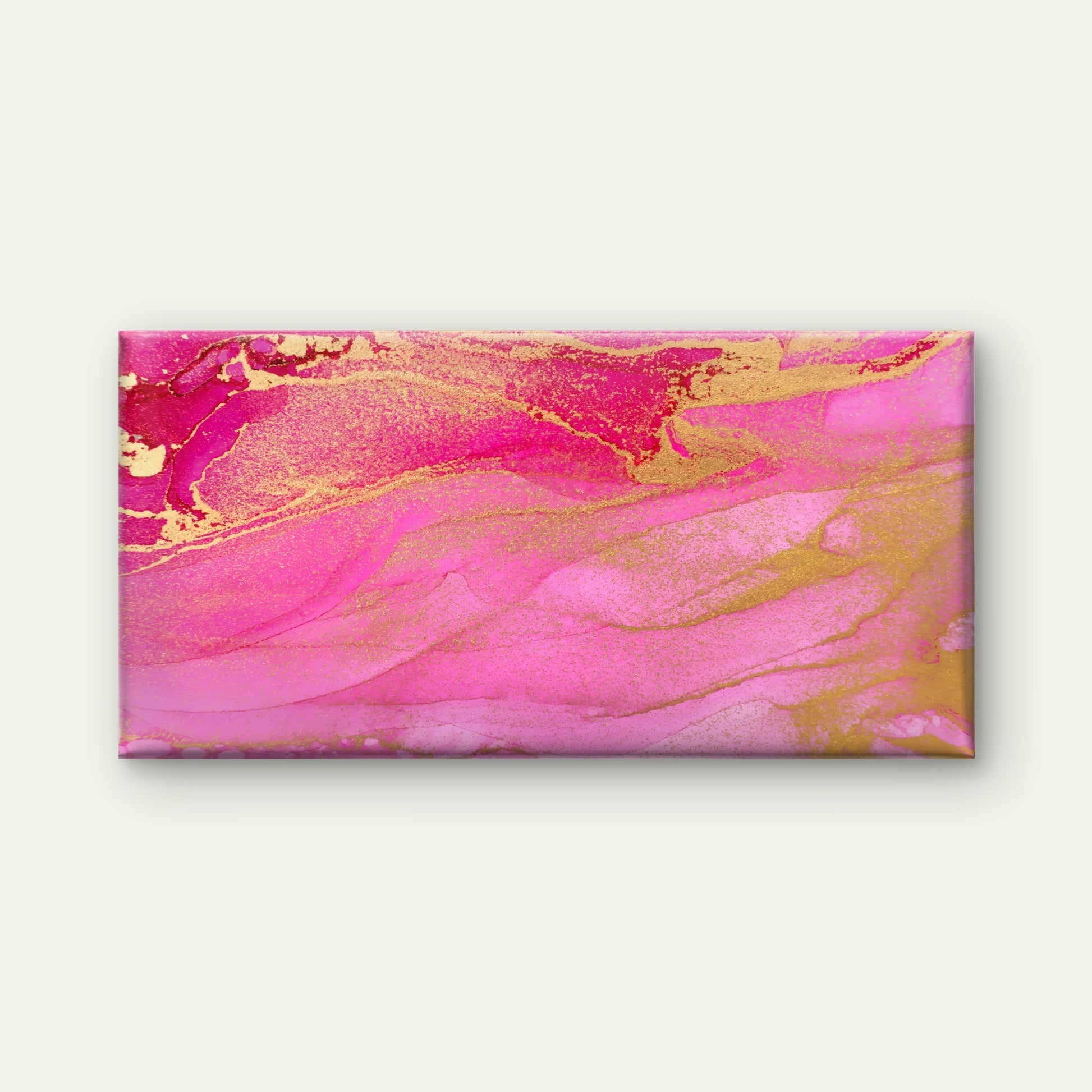 Vibrant Magenta Gilded Fluid Wall Art Canvas Office Home Room Framed 120x60cm - Bella Home Decor