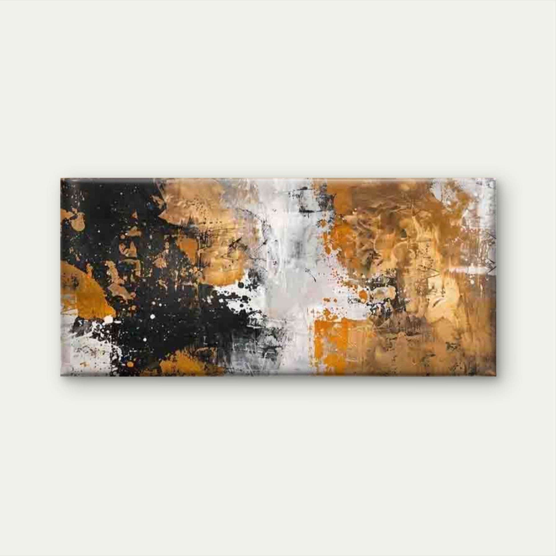 Abstract Black White Golden Wall Art Canvas Office Home Room Framed 120x60cm - Bella Home Decor