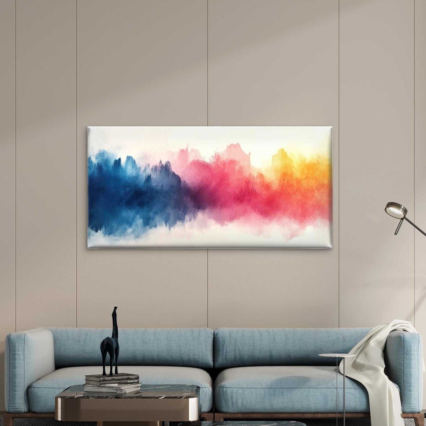 Vibrant Abstract Watercolor Wall Art Canvas Office Home Room Framed 120x60cm - Bella Home Decor