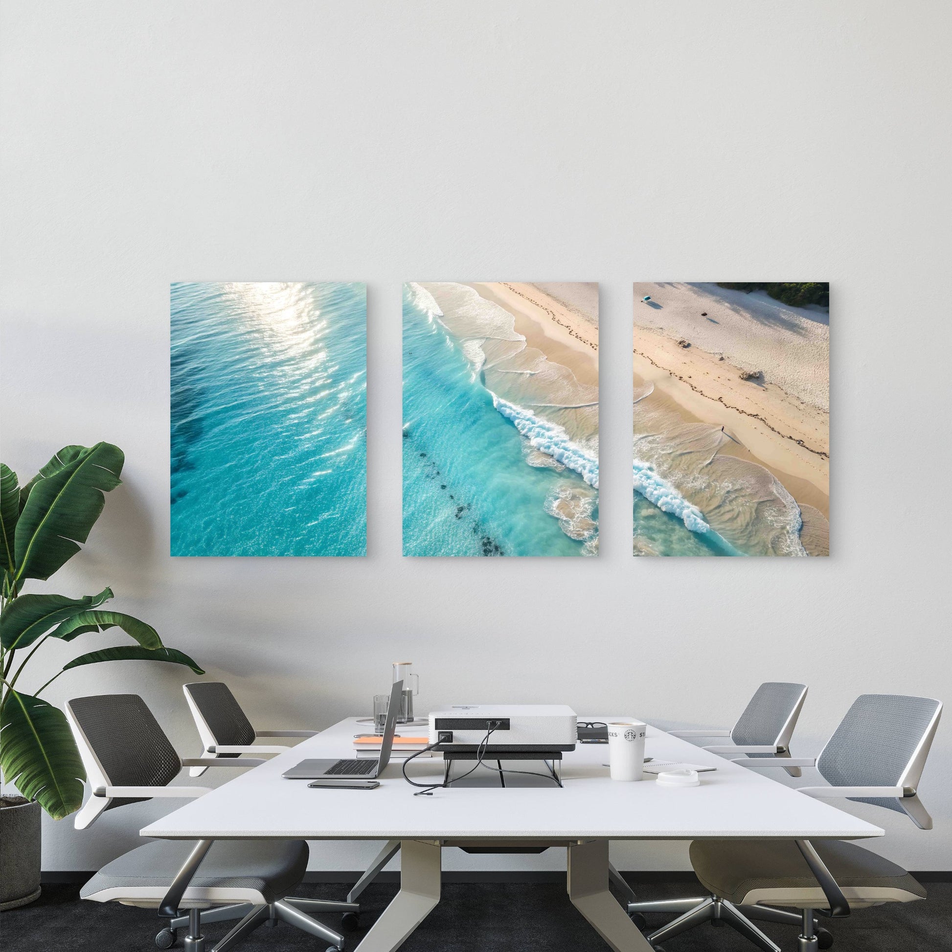 3pcs Abstract Ocean And Sandy Beach Metal Print Ready to Hang Art